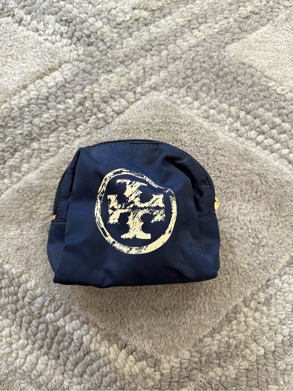 Tory Burch Navy and Cream Logo Toiletry Pouch